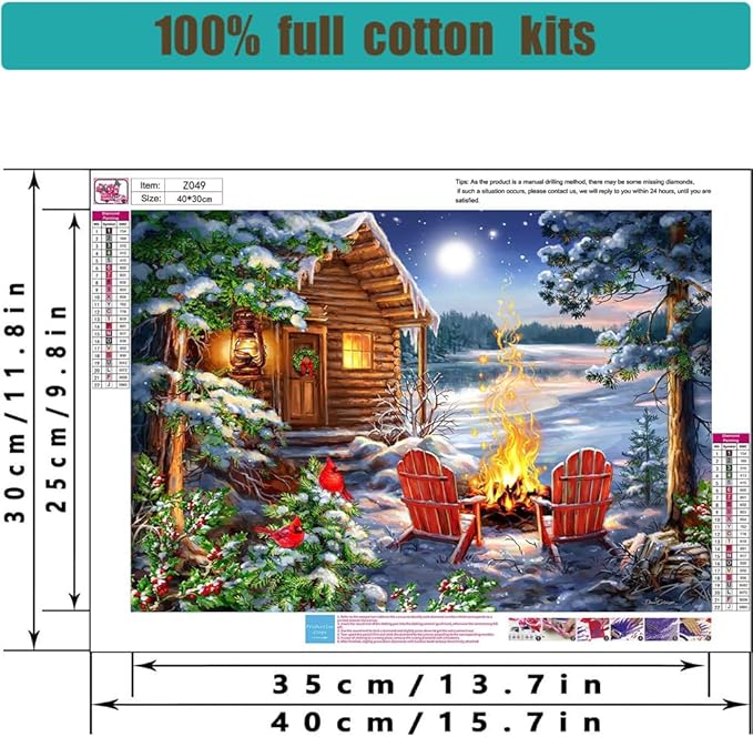 4 Pack Stamped Cross Stitch Kits - Four Seasonal Landscape Counted Cross Stitch Kits for Beginners Adults,11 CT Patterns Dimensions Embroidery Kits Arts Craft Kits 16 x 12inch