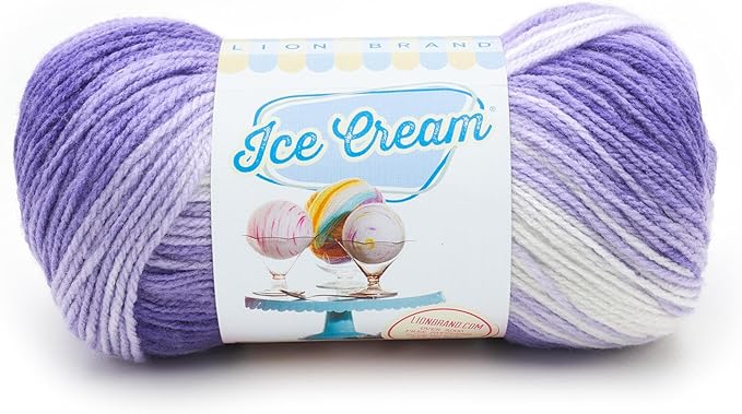 Lion Brand Yarn, Ice Cream Baby Yarn for Knitting, Crochet, and Crafts, Grape, 1 Pack, DK Weight Colorful Acrylic Fiber for Baby Blankets, Hats, and Sweaters