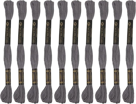 12 Skeins Premium Egyptian Embroidery Floss 9 Yards Each Egyptian Long Fiber Cottons Cross Stitch Thread for Embroidery Projects Bracelet. (12, Dark Grey)