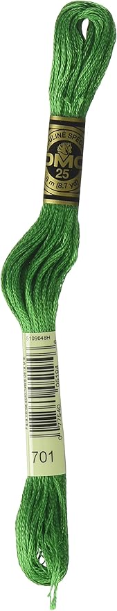 DMC 117-701 Six Stranded Cotton Embroidery Floss, Light Christmas Green, 8.7-Yard