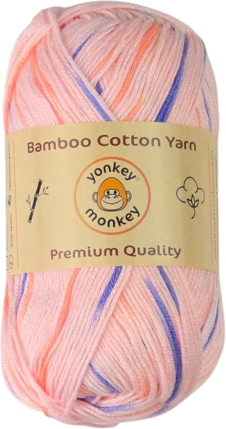 10-Pack of Yonkey Monkey 500 Grams Yarn - 70% Rayon derived from Bamboo, 30% Cotton - Imported - Purple Pink 9050