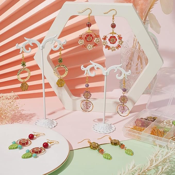 SUNNYCLUE 10 Pairs Bohemian Earring DIY Vintage Earring Charms Acrylic National Style Flowers Leafs Drop Beaded Dangle Fashion Earring for Women Adult Beginners Starters Supplies Craft