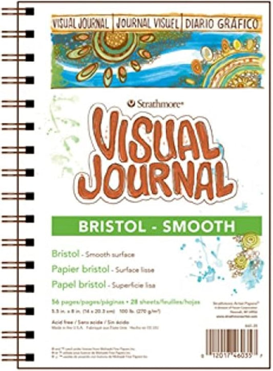 Strathmore 300 Series Visual Bristol Journal, 9"x12" Smooth, Wire Bound, 28 Sheets, White