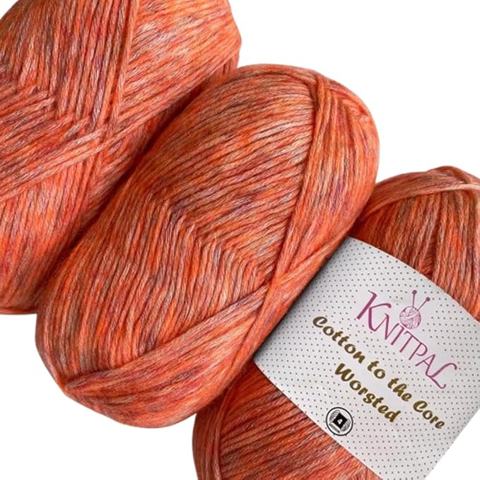 Cotton to The Core Worsted Weight Yarn for Crocheting, 3-Pack (654Yds / 300G), Free Patterns, Beginners Friendly - Soft Cotton Yarn for Knitting - #4 Medium Worsted Weight - Fresh Peach