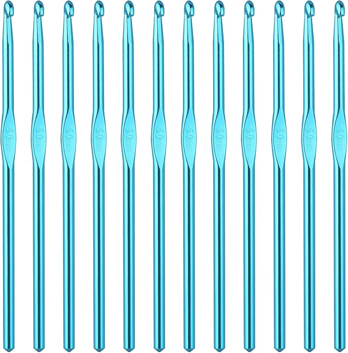 Abeillo 12PCS 5mm Crochet Hooks US Size H/8 Small Crochet Hook Set, Aluminum Crochet Needles for DIY Yarn Craft, Knitting Needles for Beginners Women Adults