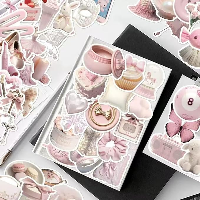 200Pcs Vintage Aesthetic Stickers, Coquette Stickers, Cute Y2K Sticker for Scrapbooks Laptop Water Bottles Skateboard Notebooks Phone Kindle, Waterproof Vinyl Sticker for Teens Adults