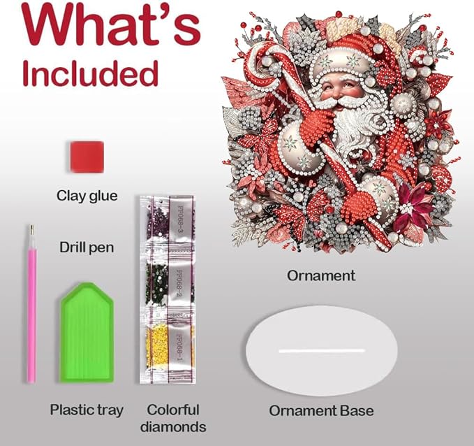 NEGEKFKX Santa Claus Tabletop Ornament DIY Diamonds Art Painting kit,Christmas Desktop Diamonds Painting Kit for Adult,Acrylic Diamonds Painting Board Kit Ornament, Special Crystal Diamond