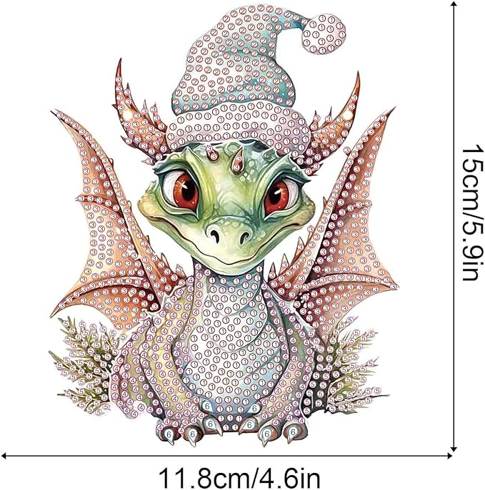 AiYuanzsh 5D Diamond Painting Hanging Pendant for Adults, Christmas Dragon Diamond Art Kit, DIY Rhinestone Painting Ornament for Home, Garden, Door, Wall, and Window Decor