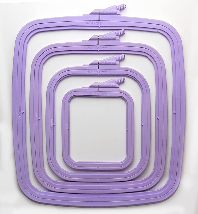 nurge lilac 4 pcs set plastic square embroidery hoop, cross stitch hoops, punch needle hoop , diy craft sewing,abs plastic embroidery hoops
