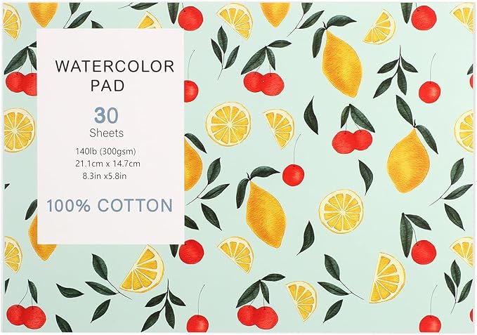 30 Sheets Watercolor Paper Pad, A5 (8.3 x 5.8) Cold Press Watercolor Paper, 140 lb/300 GSM Tearable Water Color Pad for Art Painting, Drawing, Mixed Media, Stocking Stuffers