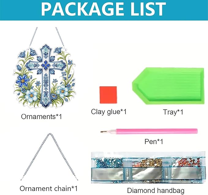 ARPADAMO Hanging Diamonds Art kit for Adult,DIY Cross Flowers Pendant Diamonds Painting Art Kit, 7.0x6.8 inch Acrylic Diamonds Painting Board Kit Ornament, Special Crystal Diamond Hanging Ornament