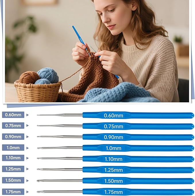 GMAK Crochet Kit for Beginners Adults, 59 PCS Crocheting Sets Include Yarn, Hooks and Tools, Portable Crochet Starter Kit for Making Variety Projects Crocheting Supplies, Navy Plume