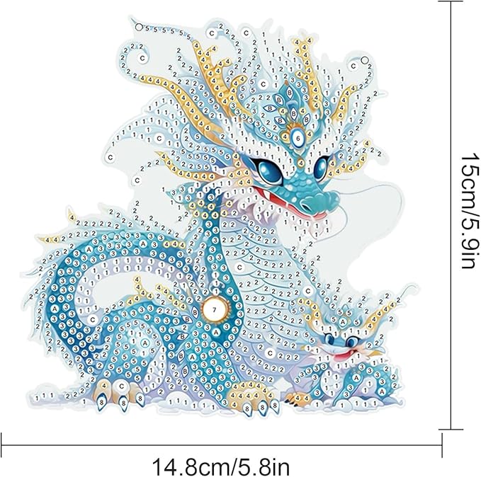 AiYuanzsh 5D Diamond Art Painting Pendant Kits Diamond Art Painting Hanging Kit Dragon DIY Diamond Crystal Window Pendant Kit for Adults Gift Wall Home Decoration