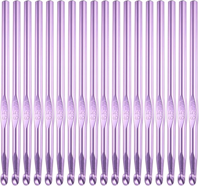 Hordolry 6.5mm Crochet Hooks Bulk, 18Pcs Aluminum Crochet Needle, Knitting Needles for Craft Yarn Contribute to Beginners