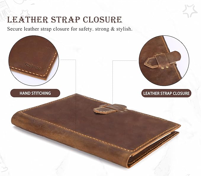 Leather Sketchbook Cover for A4/9"x12" sketch pads - Handmade Genuine Leather Artist Case with Pencil Holder & Zipper Pocket, Professional Drawing Supplies(Brown, 9"x12")