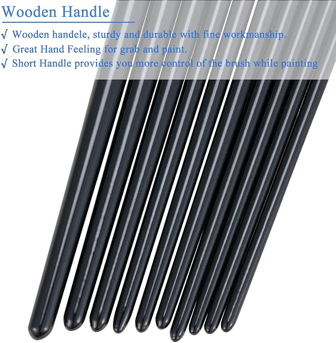 BOSOBO Paint Brushes Set, 6 Pack 60 Pcs Round Pointed Tip Paintbrushes Nylon Hair Artist Acrylic Paint Brushes for Acrylic Oil Watercolor, Face Nail Art, Miniature Detailing & Rock Painting, Black