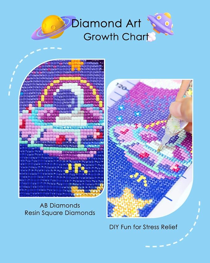 forever young DIY Growth Chart for Wall Diamond Art Kits for Kids Diamond Painting Kits for Adults, Square Drill Diamond Painting Kit, Gem Art Kit with Diamond Dots,City Height Chart 47.2 x 3.9 Inch