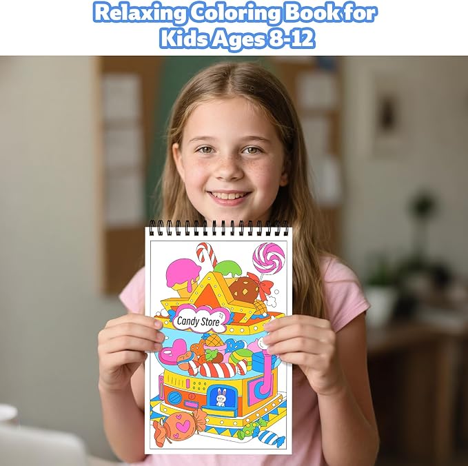 Elfew 4 Set Coloring Books for Teens & Kids 8-12, Stress Relieving & Therapeutic Coloring Book with 80 Cute Patterns, Anxiety Relief & Relaxation for Teens Adult Women
