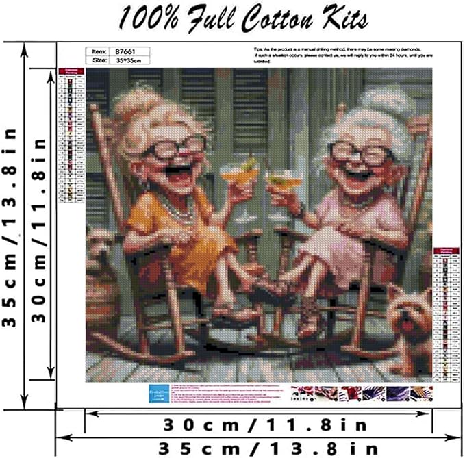 MYBISYMQQ Stamping Cross Stitch Kit,Granny Stitch Kit for Adult Beginners, Full Line DIY Cross Stitch Stitching Kit for Home Decor Cross Stitch Patterns 13.7x13.7 inches