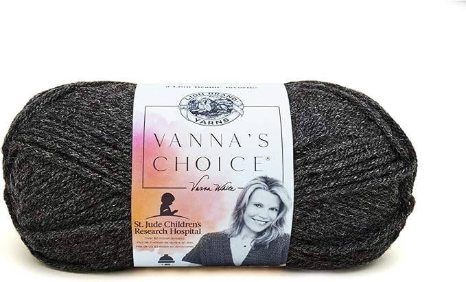(1 Skein) Lion Brand Yarn Vanna's Choice Yarn, Dark Grey Heather