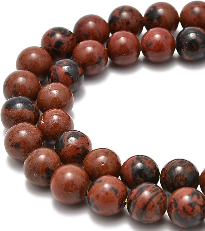 45pcs 8mm Natural Mahogany Obsidian Gemstone Round Spacer Loose Stone Beads for Jewelry Making 15.5" 1 Strand (Mahogany Obsidian, 8mm 45Beads)