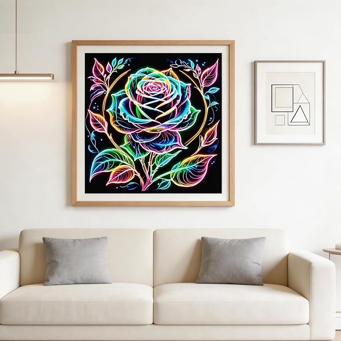 BYGFHLYW 5D Diamond Painting Kits for Adults Beginner, Rose Flower Diamond Art Kits for Adults, Full Drill Round Gem Art Paint by Diamonds Dots Crafts Kits for Home Wall Decor 13.7x13.7inch