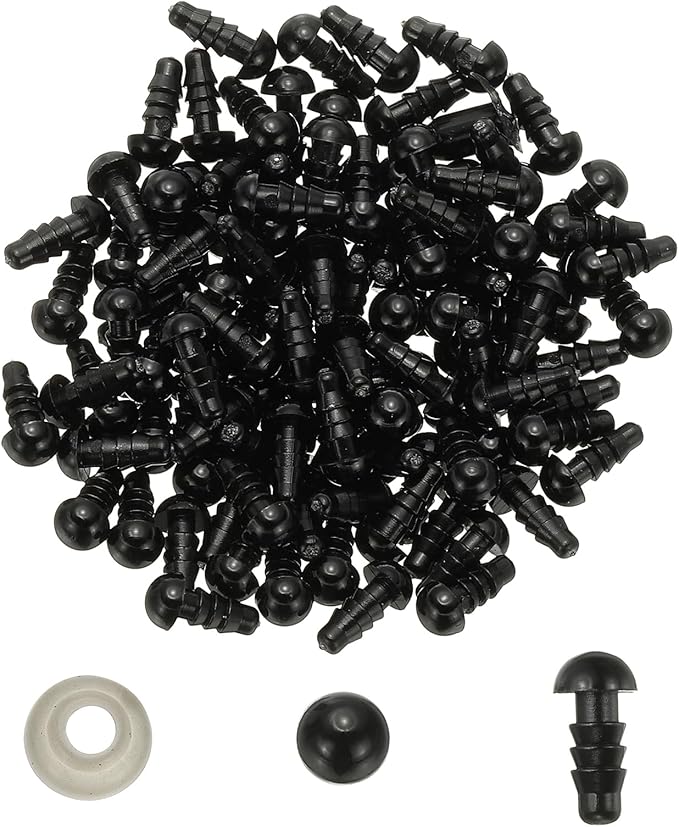 PATIKIL 6mm Safety Eyes, 100 Set Plastic Craft Eyes with Washers Safety Eye for Stuffed Animals Crochet Toys Dolls DIY Craft Making, Black