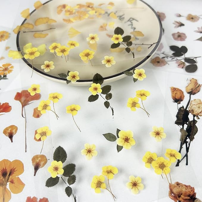 DAPUTOU 400PCS Plants Floral Scrapbook Stickers Kit Vintage Flowers Fall Maple Leaves Transparent Waterproof Stickers Book for Scrapbooking Supplies Aesthetic Junk Journal Journaling Craft 20-Page