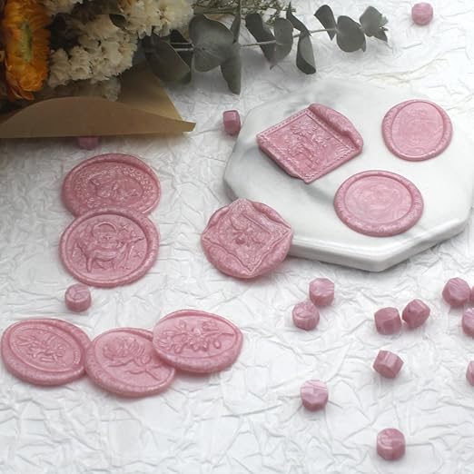250pcs Wax Seal Beads Pearl Pink, Andotopee Premium Sealing Wax Beads for Stamp Seals, Octagon Seal Stamp Pellets Refill Pack for Wedding Invitation, Letter Envelope, Scrapbook DIY & Bridal Crafts