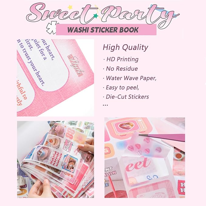 50 Sheets Washi Sticker Book, 30 Sheets Aesthetics Stickers & 20 Sheets Washi Paper for Journaling Scrapbooking Bullet Journals Planners Letter Card Making