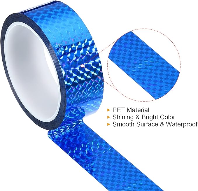 PATIKIL Prism Tape 1.4 Inch x 55 Yards, Holographic Metalized Reflective Adhesive for Detailing Accent Wall Decor Art, Blue
