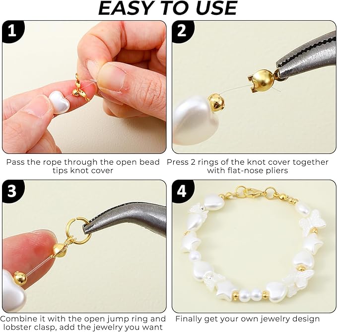 460 Pcs Lobster Claw Clasps for Keychains Bracelet Clasps and Closures Bead Tips Knot Covers Guage Open Jump Ring Brooch Necklace Bracelet DIY Set for Jewelry Making Supplies Bracelets (Gold, Silver)