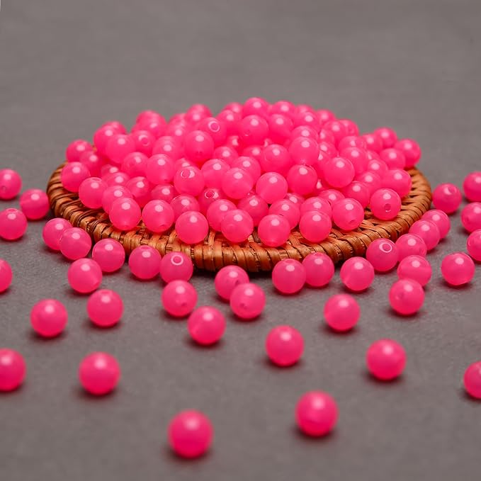 bonny boxx 1000pcs 6mm jelly rose acrylic round beads, smooth transparent acrylic balls, plastic resin gumball bubblegum chunky beads for necklace & bracelet making, crafting supplies