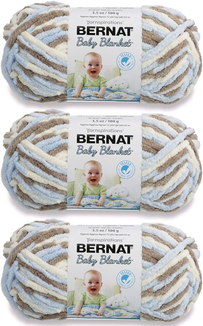 Bernat Baby Blanket Little Cosmos Yarn - 3 Pack of 100g/3.5oz - Polyester - 6 Super Bulky - 72 Yards - Knitting/Crochet