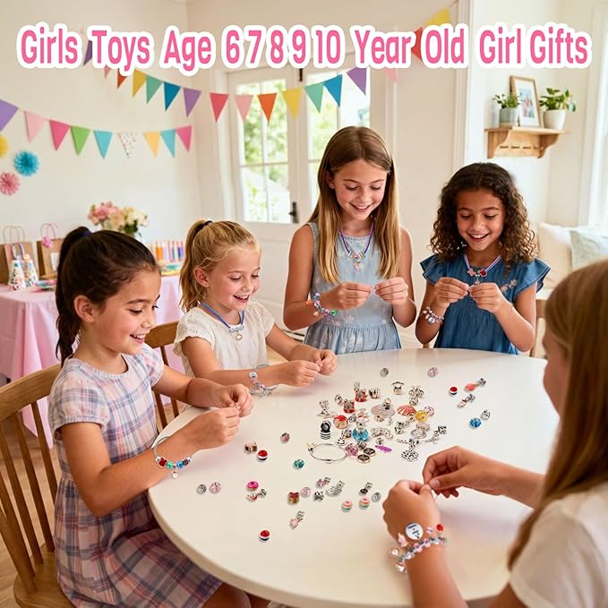 COO&KOO Girls Charm Bracelet Making Kit: Girls Toys Age 6-8, Gifts for 6 7 8 9 10 Year Old Girl Birthday Gift, Unicorn Jewelry Making Kit Crafts for Girl 8-12, Arts and Crafts for Kids Ages 8-12