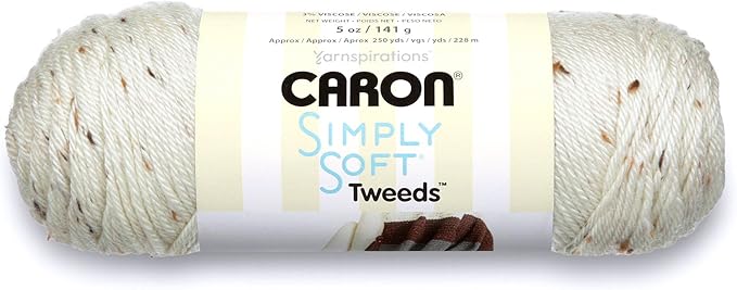 Caron Simply Soft Tweeds Yarn, 5 oz, Gauge 4 Medium, Off White