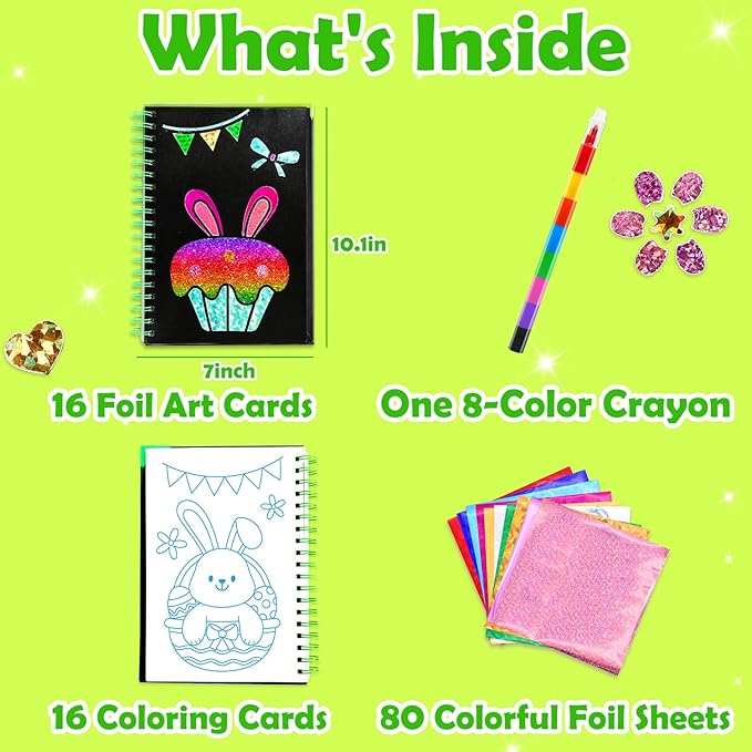 funnyb&g foil art crafts for kids ages 4-8: easter basket stuffers for kids 2026,birthday gift for kids, easter crafts for kids,party favors,creative toys for girls boys 4 5 6 7 8 9 years old(easter)