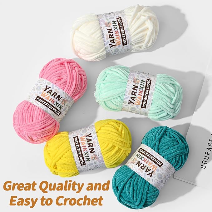 12 Pack Fluffy Chunky Chenille Yarn for Crocheting, Baby Yarn for Crocheting Soft Blanket, 600g (787yds) Bulky Yarn Set for Crochet Amigurumi & DIY Crafts B