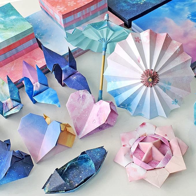 Origami Paper Kit for Kids Adults, 200 Sheets Starry Double-Sided Square Origami Paper for DIY Decoration, Scrapbook Decor, Folding Crafts (3.74*3.74in)