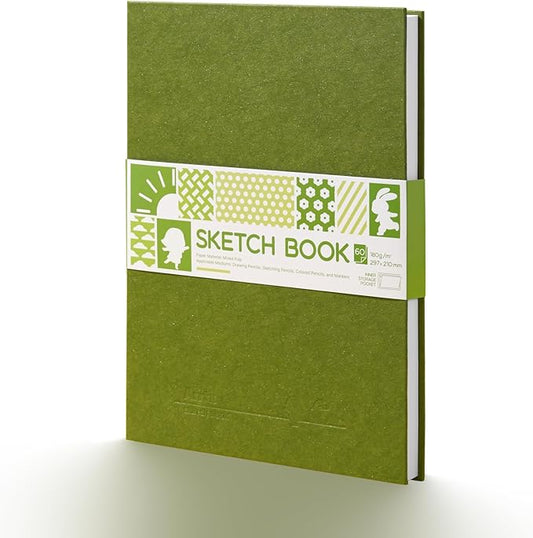 Arrtx A4 Sketchbook, Lay Flat Hardcover Sketch Book(120 Pages) 180GSM/90lb, Acid-Free Art Sketchbook for Artist, Students and Beginners