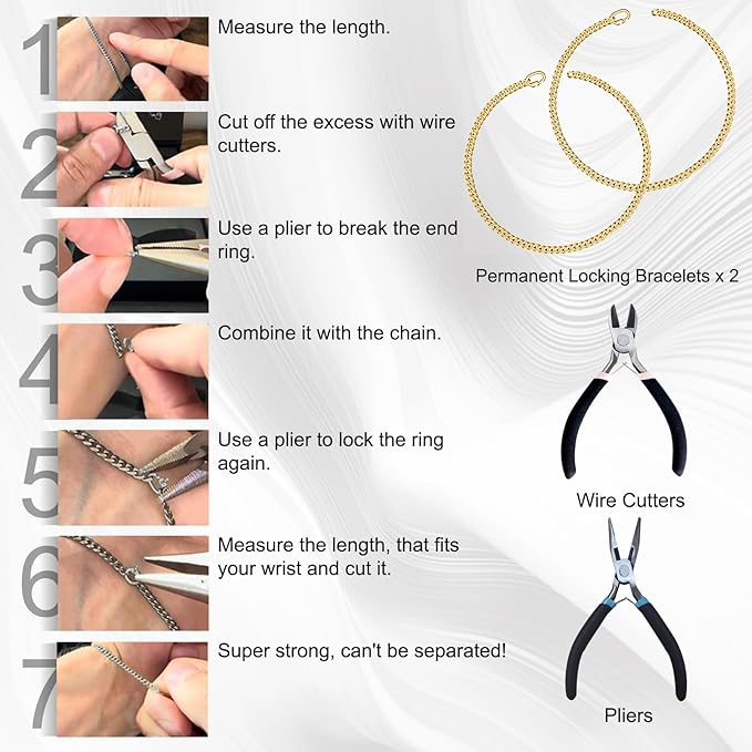 ABYST Permanent Bracelet Kit for Couples - DIY Sterling Forever Bracelets Making Set with Gold Plated Chains - Romantic Infinity Jewelry for Anniversary (Gold)
