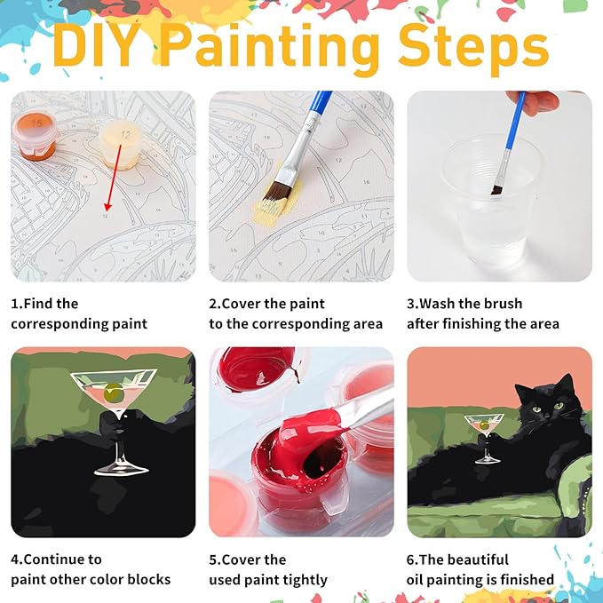Mandun Cat Paint by Numbers for Adult,Cat Paint by Numbers Kit for Adults Beginners, DIY Acrylic Painting on Canvas for Home Wall Art Decor(16x20Inch