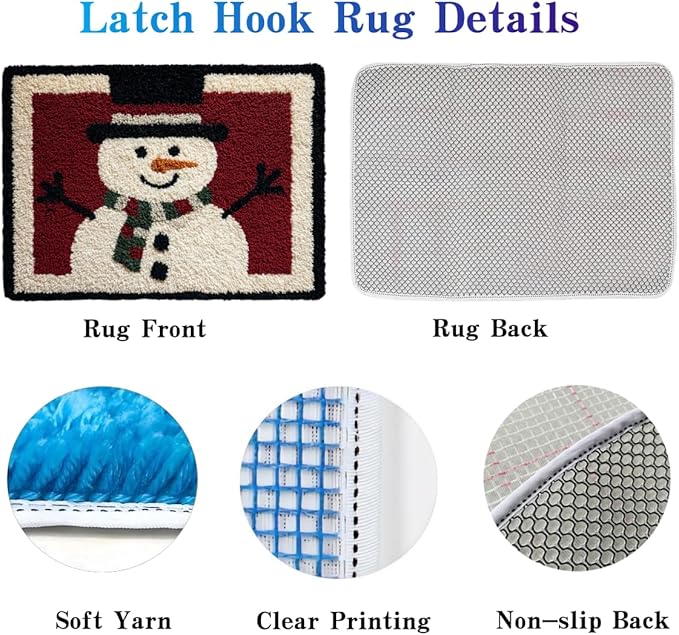 DIY Latch Hook Rug Kit Hen and Chicken Color-Stamped Carpet Tapestry 52x38cm Yarn Hooking Crochet Mat Home Floor Decor-3