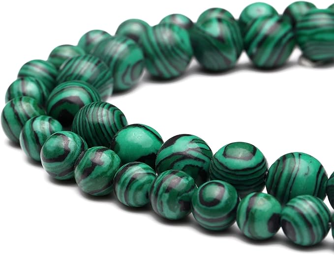 youngbling natural gemstone beads for jewelry making,8mm green malachite polished round smooth stone beads for bracelet necklace 15 inch