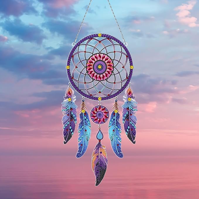 Diamond Dream Catchers Kit, Hanging Diamond Art, DIY Kit for Home Wall & Window Decor, Handmade Craft for Room Decoration (Dream)