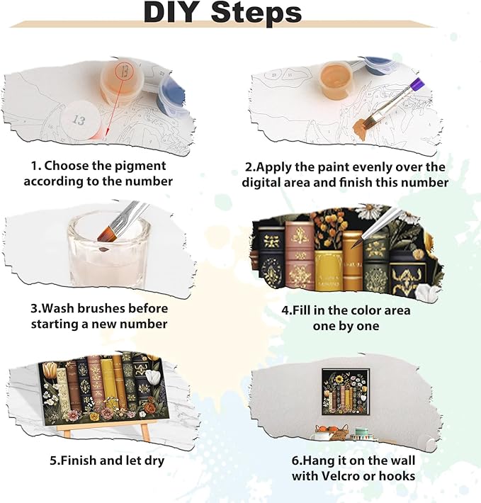 EOBROMD Framed Paint by Numbers Kits for Adults - Wooden Easel, Book DIY Painting Kits for Adults Beginner, Painting on Stretched Canvas Oil Paint by Numbers for Home Decor Gift 10x10 Inch