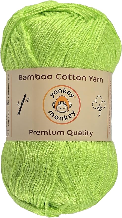 10-Pack of Yonkey Monkey 500 Grams Yarn - 70% Rayon derived from Bamboo, 30% Cotton - Imported (Subtle Green)