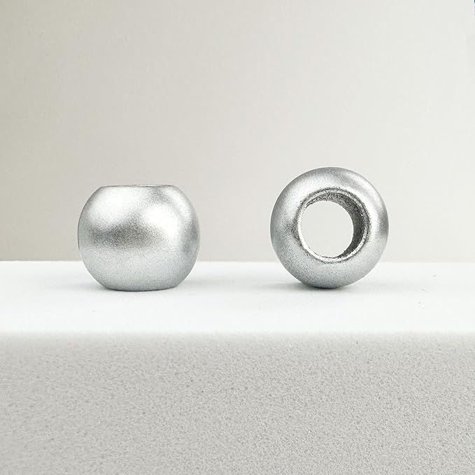 300 acrylic large hole beads for crafts 10mm x 12mm acrylic barrel beads with 5.7mm large hole, matte silver