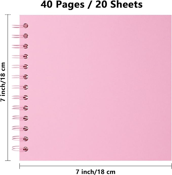 7 x 7 Inch DIY Scrapbook Photo Album Hardcover Kraft Blank Page Acid-Free 40 Pages (20 Sheets) Memory Book for Wedding Anniversaries Family Baby Memories Small Scrapbooking Projects, Pink