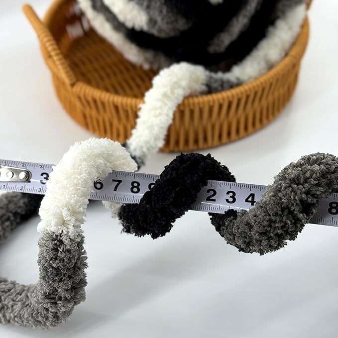 8 Jumbo Packs Chunky Chenille Yarn for Crocheting, 31.7 yds, 8 oz Each Skein Bulky Thick Fluffy Yarn for Knitting, Super Bulky Chunky Yarn for Hand Knitting Blanket, Soft Plush - Panda